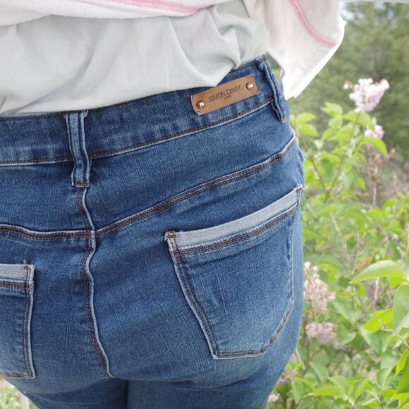 Embroidered Simon Chang Women's Jeans High Waisted - Picture 5 of 6